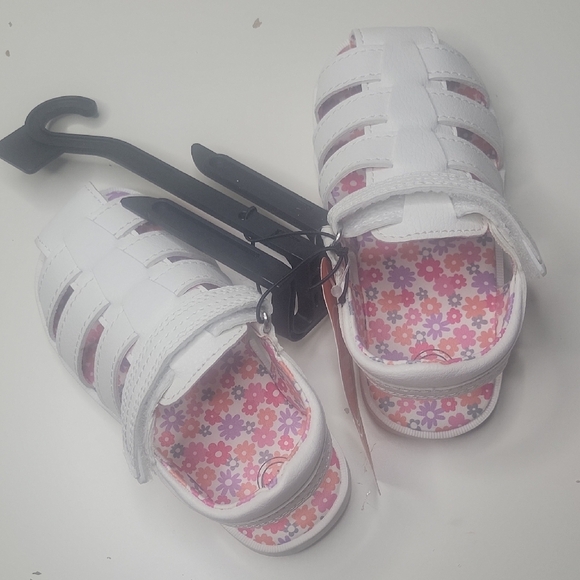 Wonder Nation White Kids Sandals with Floral Interior - Picture 2 of 6